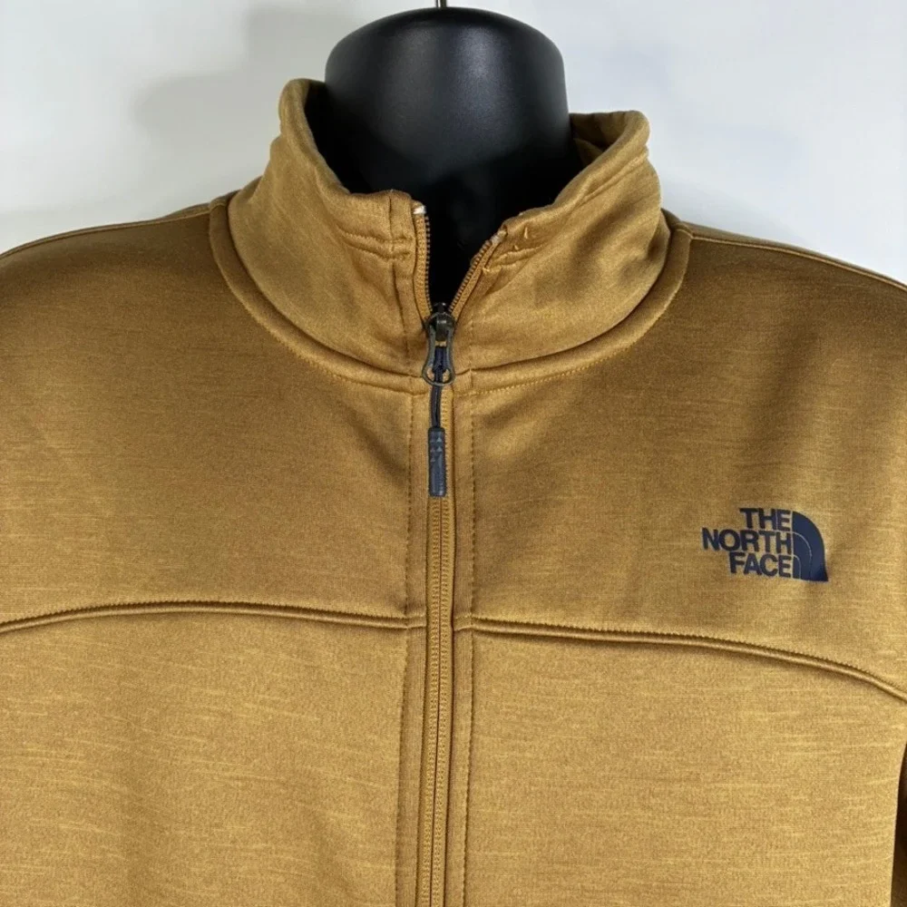 The‎ North Face Men's Fleece Lined Jacket Camel Tan Full Zip Logo Large -READ